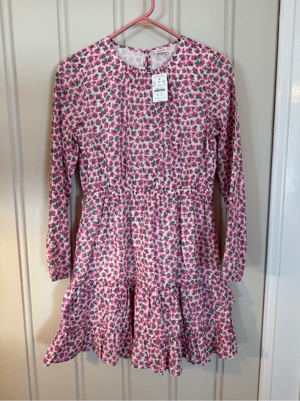 NWT Crewcuts J.Crew Girls 14 Pink Floral Cotton Ruffle Dress Cottagecore
